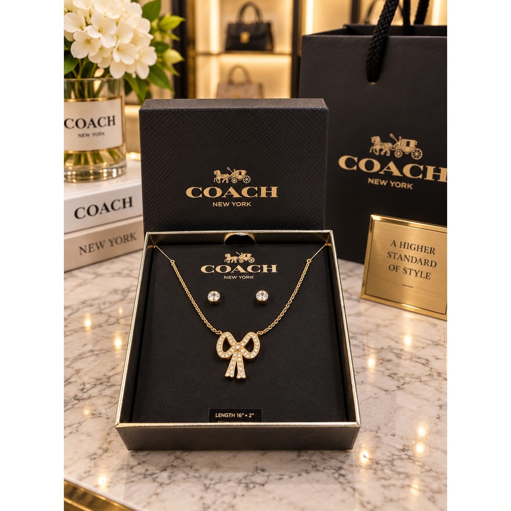 #10 Coach jewelry set necklace & earrings nwt